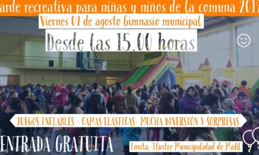 ENTRADA GRATUITA: Este viernes se realizará tarde recreativa para niñas y niños en Máfil