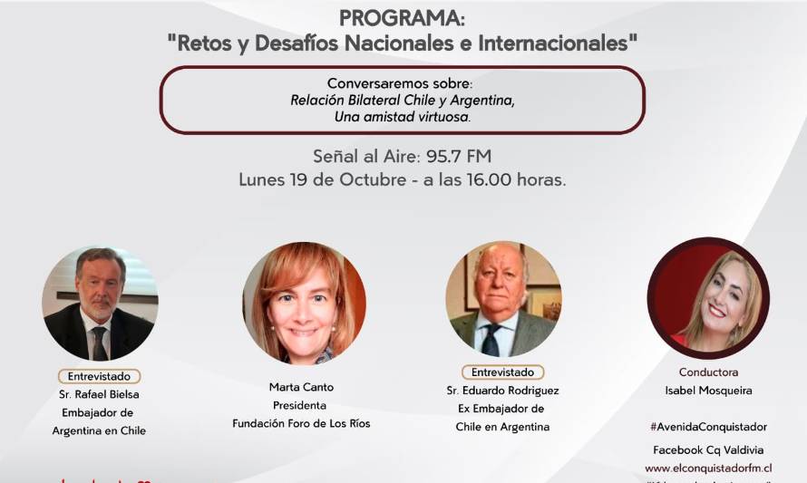 Programa radial dedicará octubre a relación bilateral de Chile y Argentina